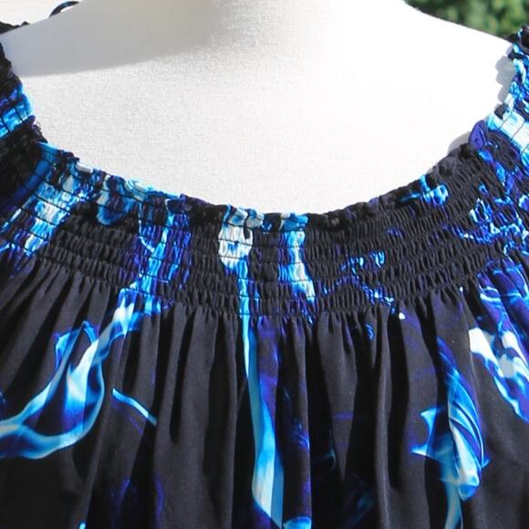 Artelier Nicole Miller Women's Silk Blouse Abstract Blue Smoke Swirls Print - Picture 9 of 16